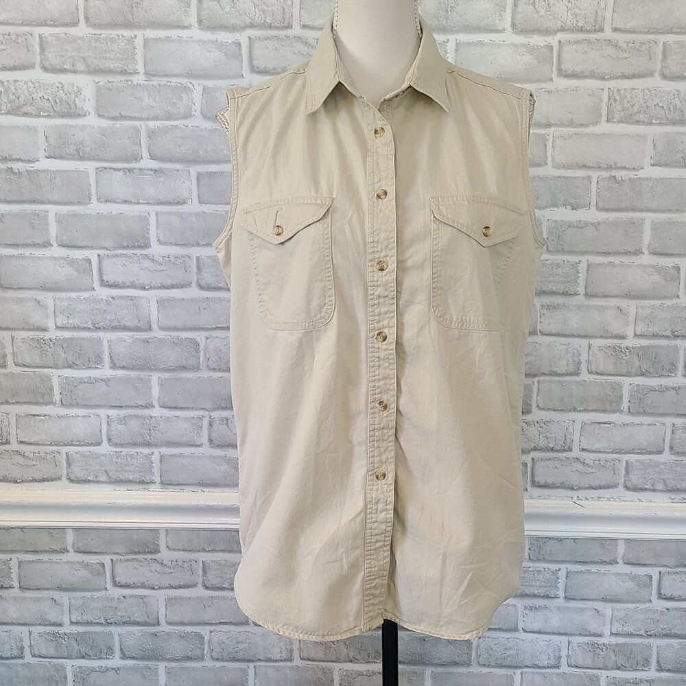 Vintage County Seat Nuovo Jeanswear Cotton Vest Y2K Sleeveless Biker Safari Lg